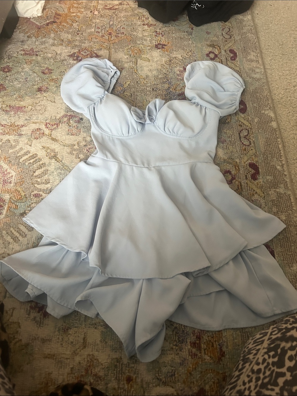 Altar'd State Light Blue Tiered Mini Dress